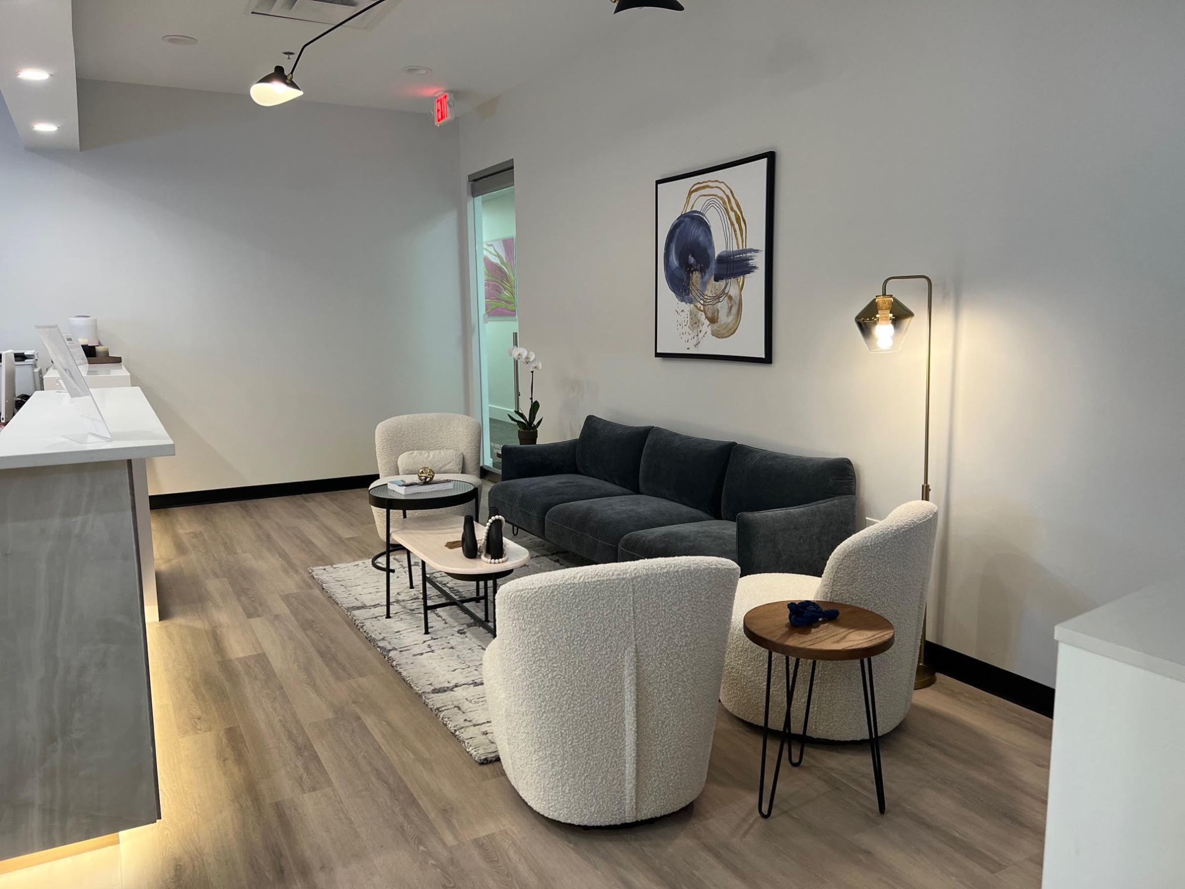 The waiting area at the McKinney office