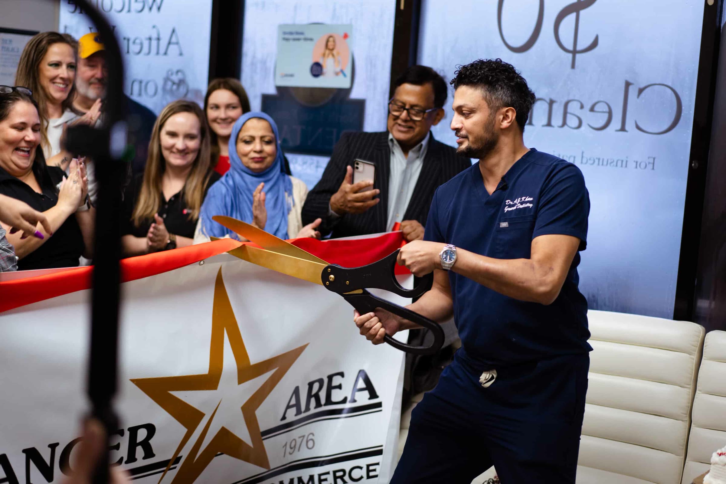 The Sanger Area Chamber of Commerce ribbon cutting at the practice